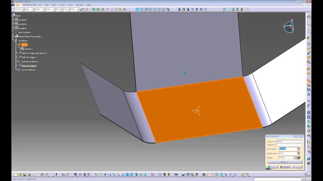 Catia V5 Sheetmetal 08 Walls and Bends YouTube