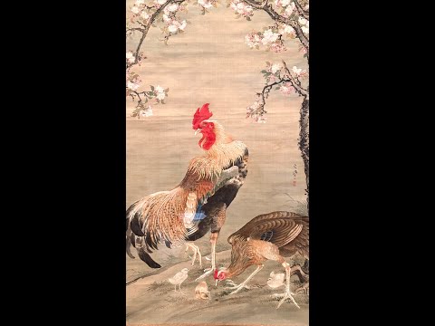 須田珙中　掛軸　紫陽花　花鳥画　箱なし　(明治から昭和の戦争時代作品)日本画 須田珙中 日本画 掛軸 鶏 紫陽花 箱なし (明治から昭和の戦争