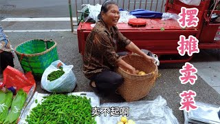 丈母娘摆摊卖菜现挖土豆和现摘辣椒拿到市场真是特别受欢迎