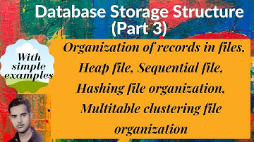 [DB39] Organization of records in files, Heap, Sequential, Hashing, & Multitable clustering file