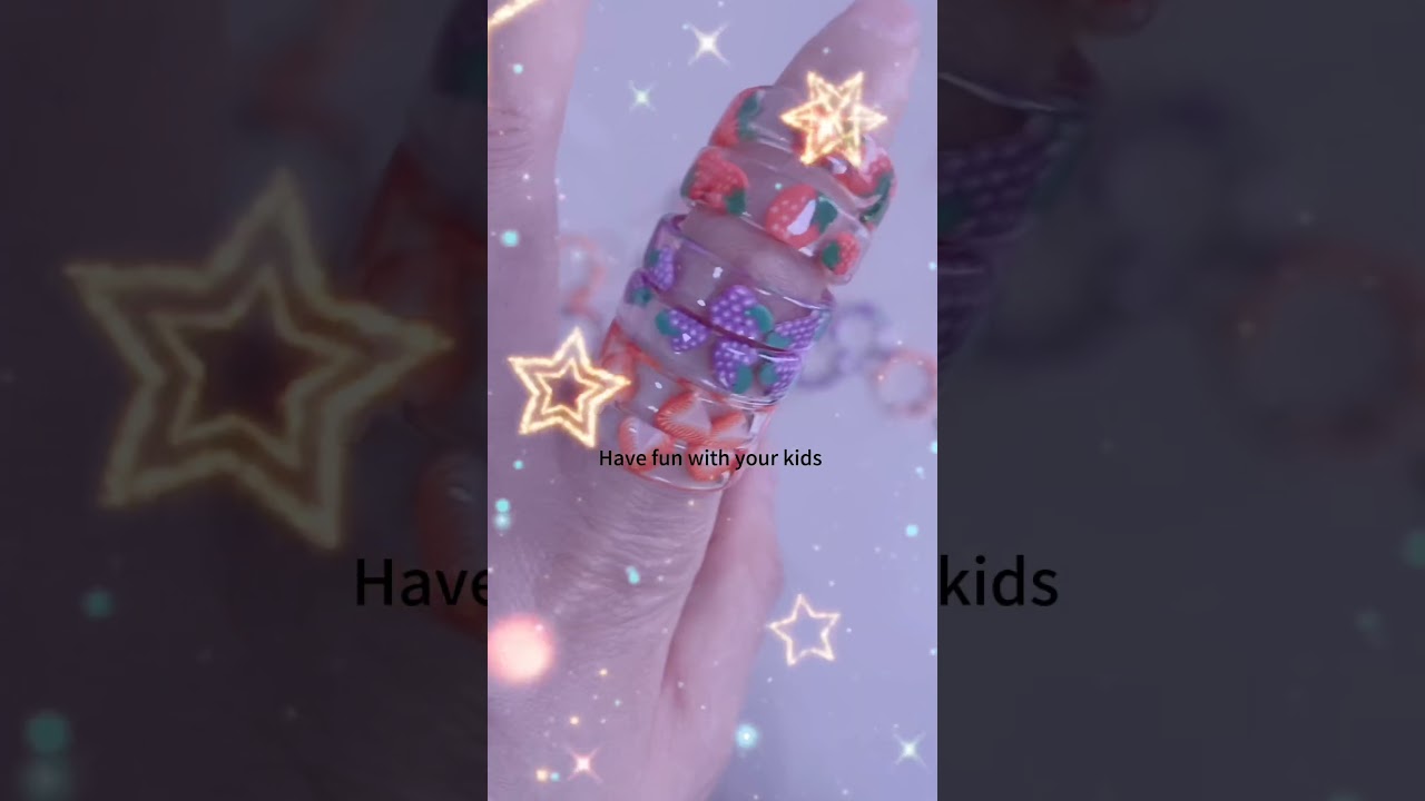Waterproof resin finger ring jewelry fruit print an interesting jewelry for kids 