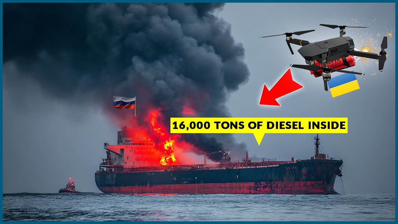 Ukrainian Drones Blow Up a 16,000-Ton Diesel Tanker Supplying Russian Submarines