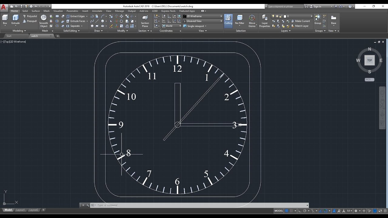 AutoCAD2D, how to drawing watch
