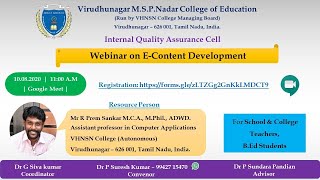 Webinar on E-Content Development using OBS, Open Shot Video Editor.
