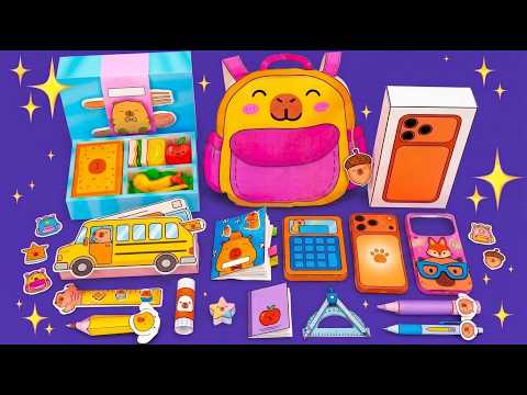 ✂️ DIY कैपिबारा फोन, बैकपैक और लंच बॉक्स! स्कूल वापस जाने का मज़ेदार समय! 🎒📱