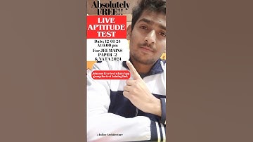 Live Aptitude Test For JEE MAINS PAPER-2 & NATA 2024 I 12 Jan. #jeepaper2 #barch #nata2024 #mocktest