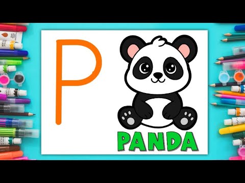 How to draw P for Panda | Cute animal colouring fun for kids | Learning ...