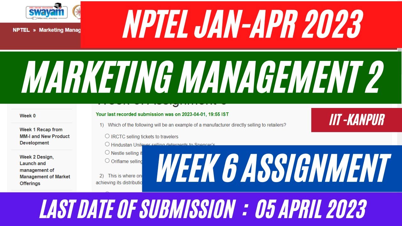 marketing management 2 nptel assignment answers 2023
