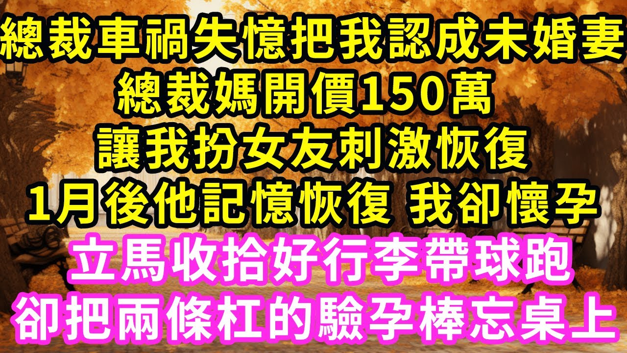 總裁車禍失憶把我認成未婚妻，總裁媽開價150萬，讓我扮女友刺激恢復，1月後他記憶恢復我卻懷孕，立馬收拾好行李帶球跑，卻把兩條杠的驗孕棒忘桌上#甜寵#灰姑娘#霸道總裁#愛情#婚姻#小嫻說故事#暖風故事匯