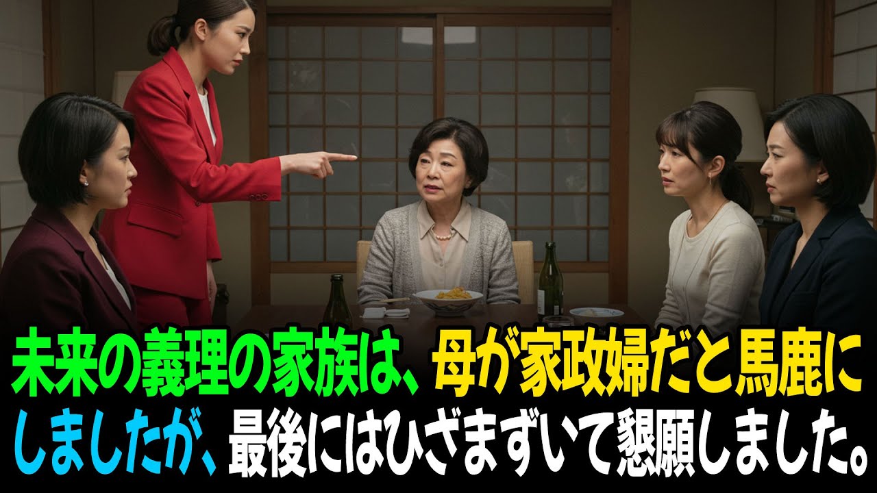 未来の義理の家族は、母が家政婦だと紹介の場で馬鹿にしましたが、最後には私の前でひざまずいて懇願しました。.|親子の葛藤 | 物語 | オーディオブック