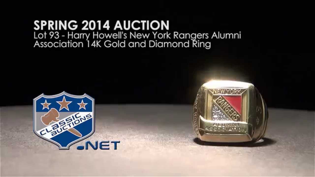 Ny Rangers Ring Harry Howell's New York Rangers Alumni Association 14K Gold and Diamond ...