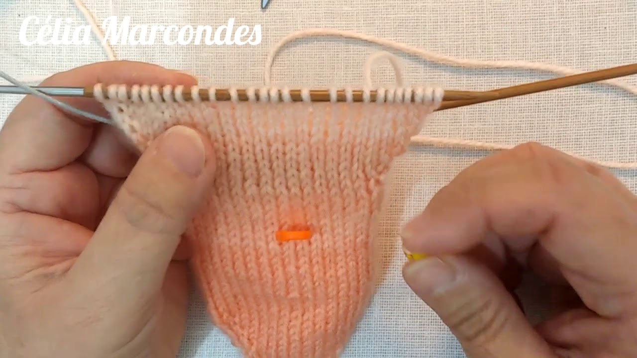 Calcanhar da meia sem costura  agulha circular