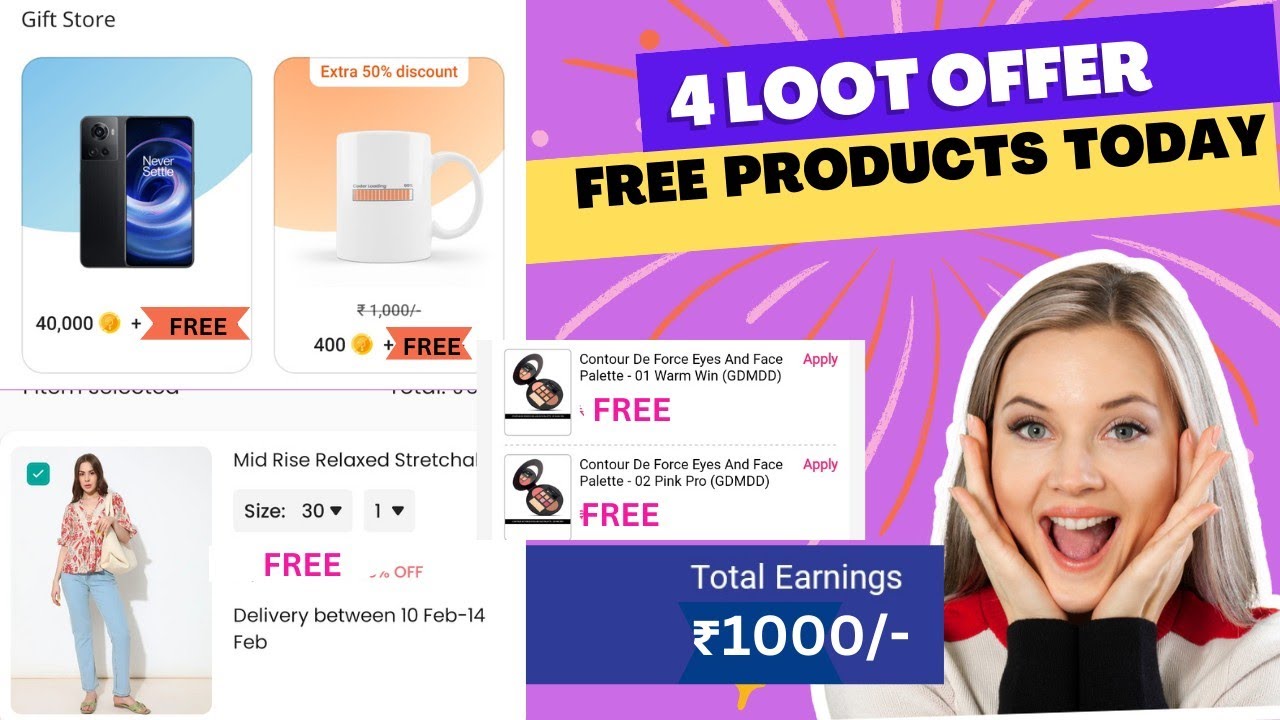 4 Loot Offer's Today❤️‍🔥😱*Free products* / Sugar cosmetic/ cashkaro/virgio/ curiousJr 
