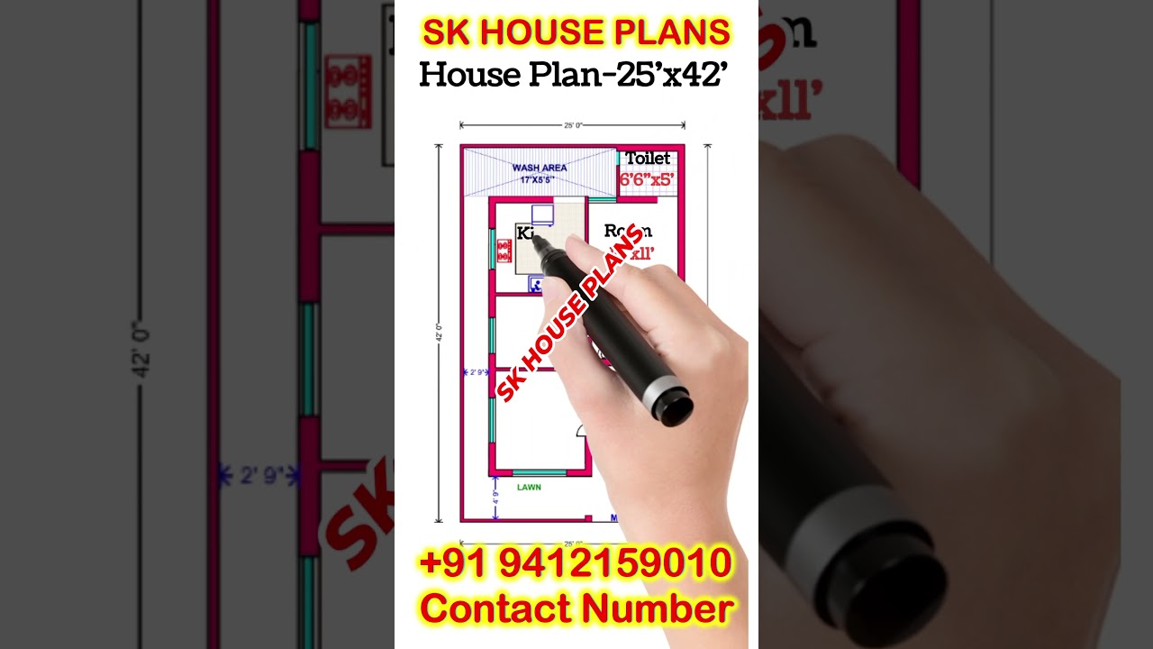 ❤️🔥💛 117 Gaj Ka House Design / 25 X 42 House Map / 1050 SQFT House Plan (S NO 2032)