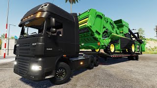 FS19 Mod | DAF XF105 & LW-60 Lowbed (transporting John Deere CP690)