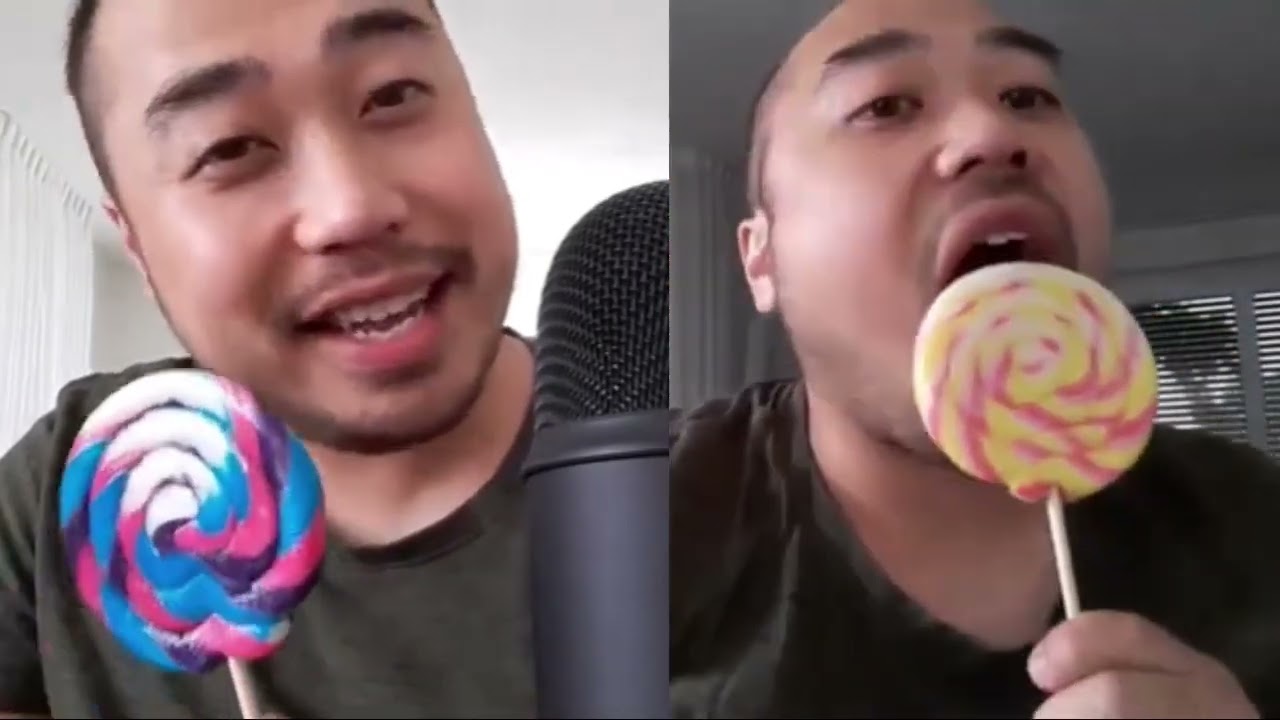 ASMR HUGE PINK LEMONADE LOLLIPOP & STRAWBERRY BANANA LOLLIPOP🍭