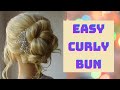easy curly bun hairstyle - how to a quick curly updo