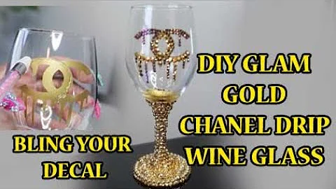 DIY CUSTOM CHANEL DRIP WINE GLASS- HOW TO BLING OUT A WINE GLASS W/ GOLD PEARLS & RHINESTONES