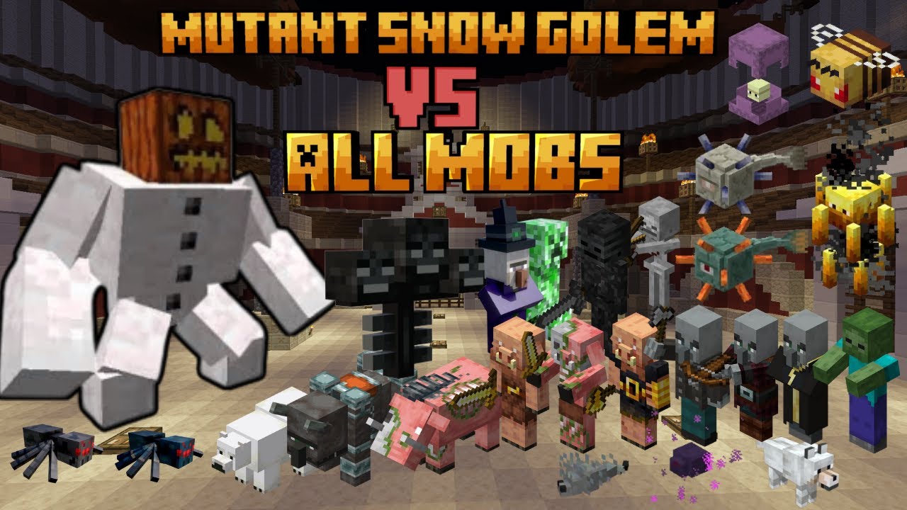 Mutant Snow Golem vs All Mobs | Minecraft Mob Battle | Hard Difficulty ...