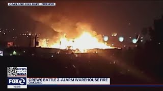 Oakland firefighters battle 3-alarm warehouse fire