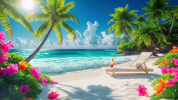 Tranquil Seaside Cafe Jazz Escape with Hammock | Gentle Jazz Melody & Ocean View For Deep Relaxation