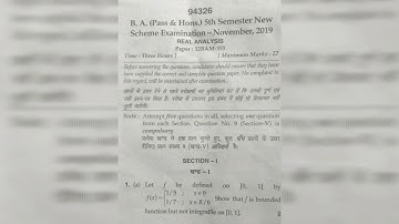 Mdu ba 5th sem 2019 real analysis question paper