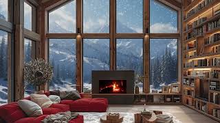 Tranquil Retreat: Cozy Cabin Haven with Falling Snow and Crackling Fireplace for Relaxation Oasis