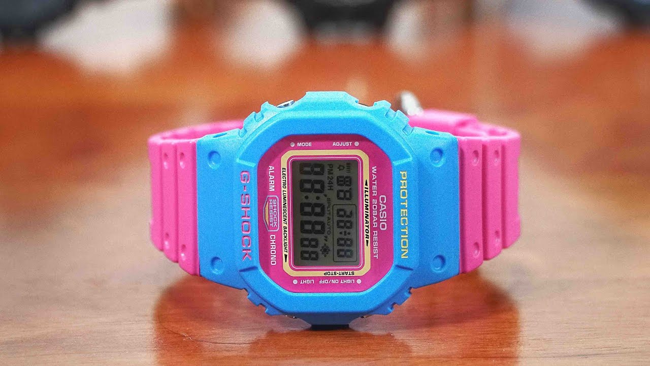 G-Shock DW-5600TB-4BJF PINK & BLUE Throw Back 1983 series watch unboxing &  review