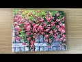 Acrylic Painting Floral Garden Fence