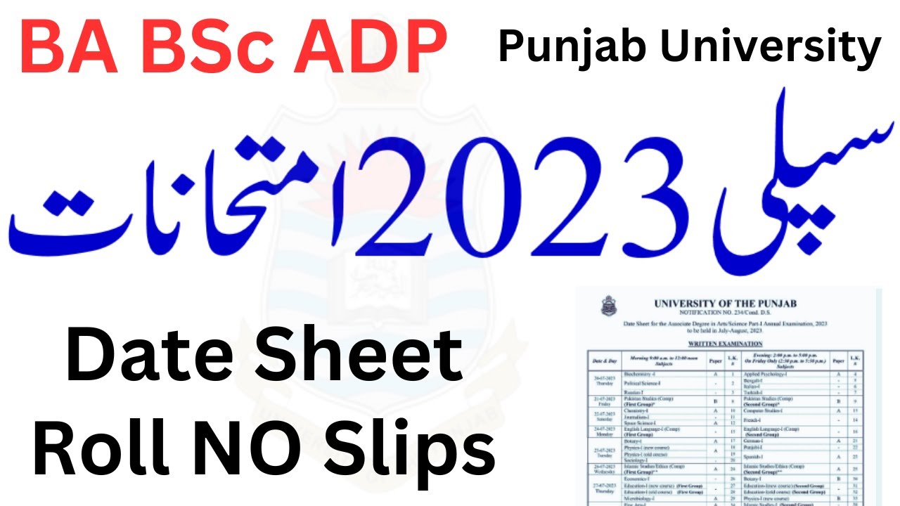 BA BSc ADP Supply 2023 Date Sheet PU BA BSc Supply 2023 Exams PU