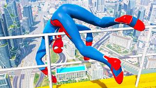 SPIDERMAN CRAZY JUMPS/FALLS (Spider-Man Gameplay Fails in GTA 5) #95