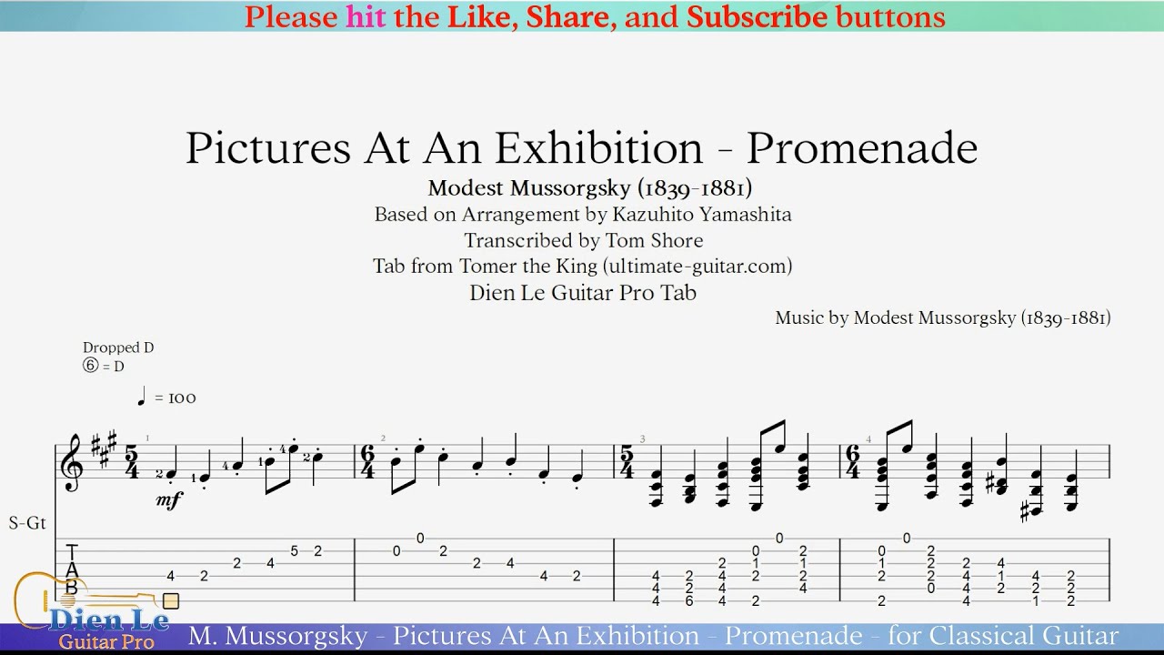XYZ ギター 楽譜 ポスター付き M. Mussorgsky - Pictures At An Exhibition - Promenade - for