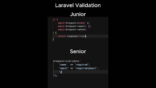 Laravel Validation: Junior vs Senior Developer 🚀 | Clean Code Tips #shorts