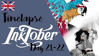 Inktober 2017 - Day 21 and 22 :Jolly Roger and Hourglass [TIMELAPSE]
