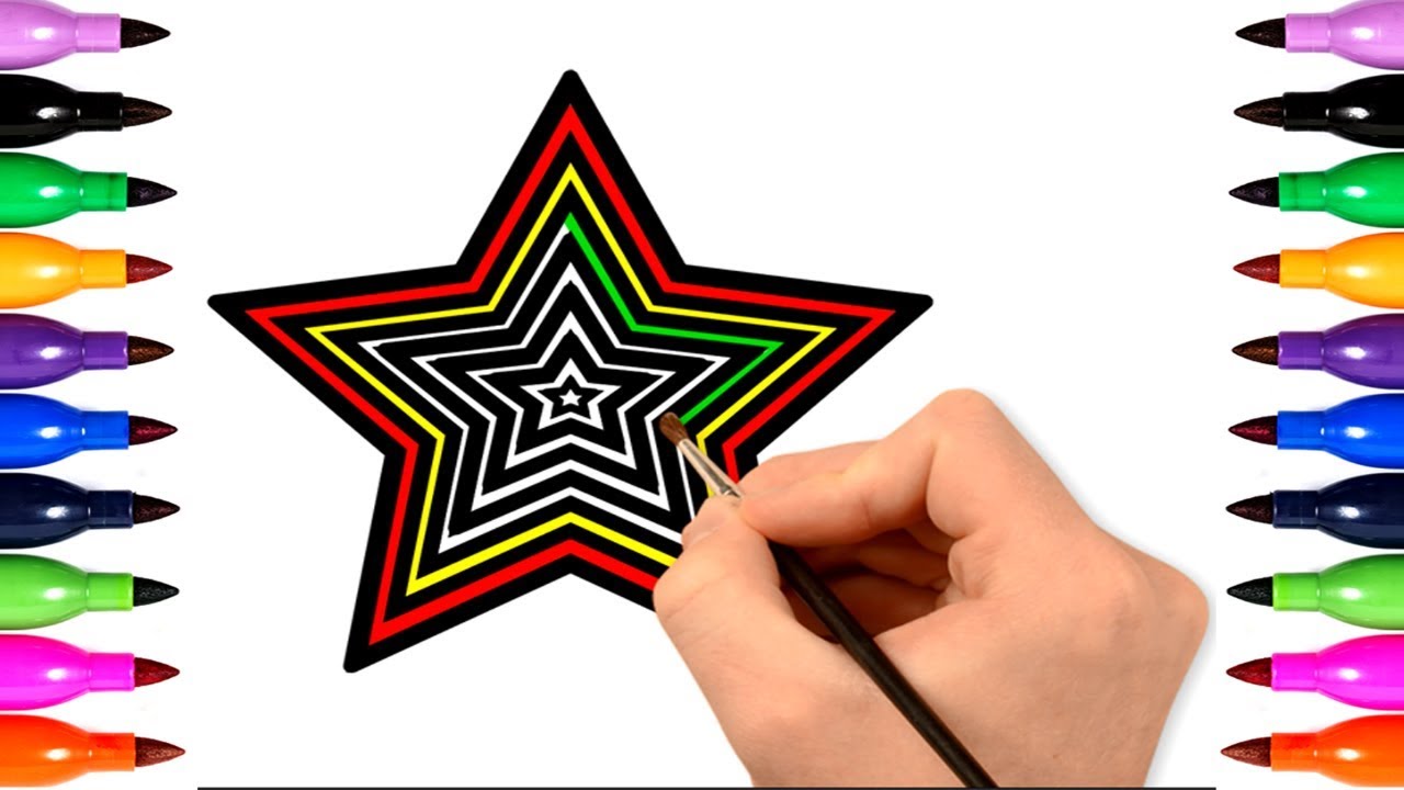 Star drawing and coloring for kids | Coloring page for kids | Art color ...