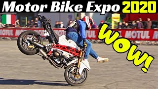 The sixth motorcycle stunt riders contest was staged at outdoor area
of motor bike expo 2020 in verona, italy. strongest international
champions ...