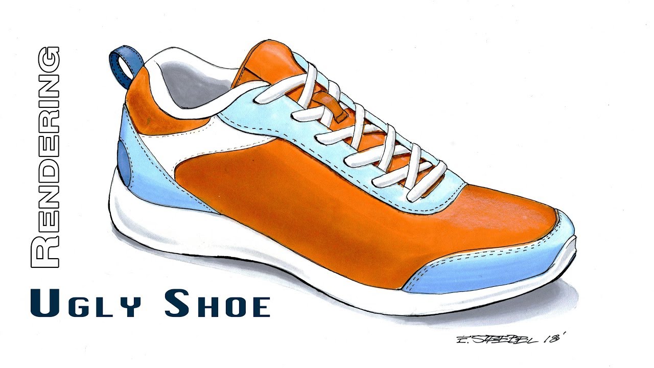 Drawing with markers to render a Shoe 👟 Sneaker Prismacolor Marker
