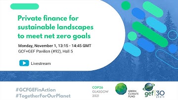 GEF@COP26 (Nov. 1): Private finance for sustainable landscapes and net zero goals