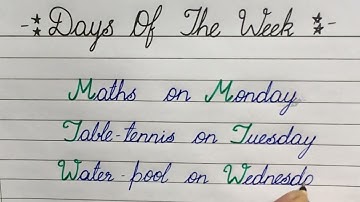 Days Of the Week | Cursive Handwriting Practice | Improve Cursive Writing | Sunday To Monday Writing
