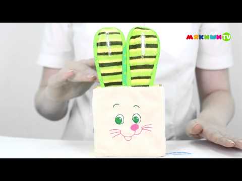 Кубик развивающий "Жмурки" ЗАЙКА с погремушкой ТМ "Мякиши"