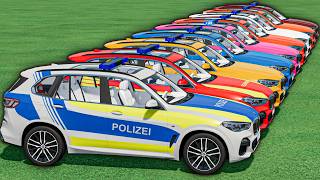 tiny vs GIANT! ALL COLORFUL BMW x5 POLICE CARS! Big TESLA Trucks Transport & Mega Colorful Ramp screenshot 5