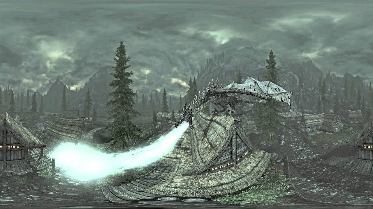 Pano 360 - Riverwood, Dragon Attack - The Elder Scrolls V: Skyrim