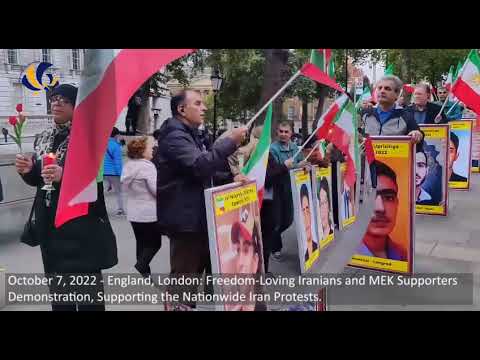 England, London – October 7, 2022: MEK Supporters Demonstration in Support of the Iran Protests.
