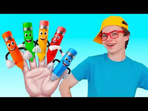 Magic Pencils Finger Family 🎨 Learn Colors with Animals | Poli and Nick
