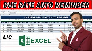 How to create lic Premium Due Date Auto Reminder in Excel screenshot 2