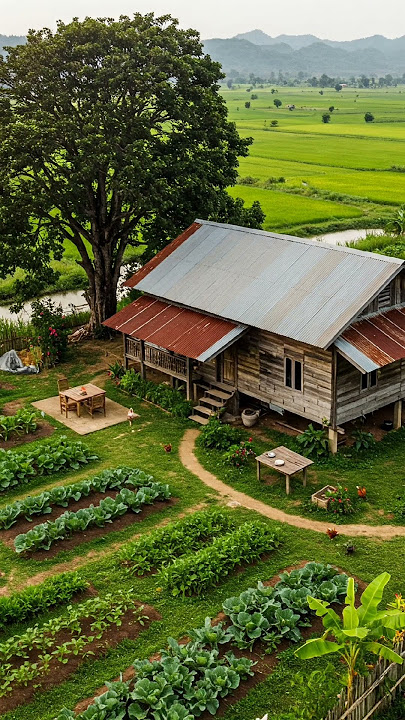 Beautiful southeast asia wooden poor house at countryside😍 #cabinlife #asiancountries #nature