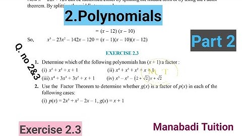 9th class maths|Chapter 2|👩‍🏫Polynomials| 💁‍♂️Exercise 2.3 |Q no 2&3| Part 2|with notes|