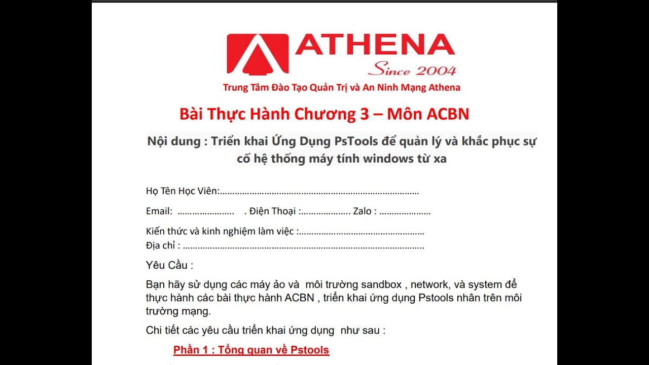 ài thực hành 3.5- Pstool - Xử lý máy tính từ xa ACBN - Đồng Như Bình