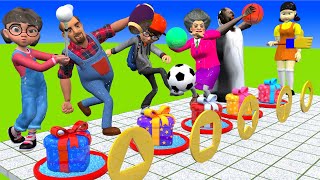 Scary Teacher 3D vs Squid Game Challenging 5-turn ball games