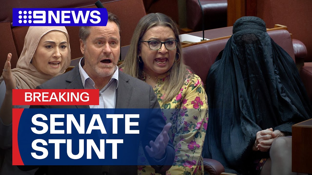 Pauline Hanson wears burqa in the Senate in repeat of 2017 stunt | 9 News Australia